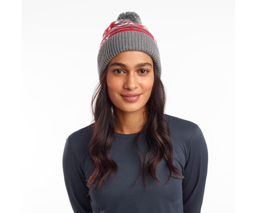 Women\'s Saucony Rested Pom Beanies Light Grey | Singapore 358ZUTG